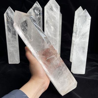 China Europe Natural Healing Stones Crystal Point Quartz Wand Larger Clear Crystal Tower For Fengshui for sale