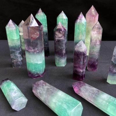 China Europe Wholesale Reiki Gemstone Wands Rainbow Large Rainbow Fluorite Tower for sale