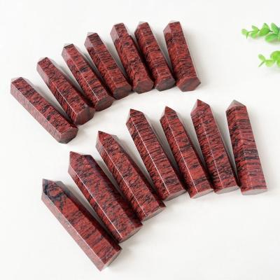 China Europe 9-11cm Factory Wholesale Nature Healing Stones Oriental Jasper Point Red Amphibole Tower for sale