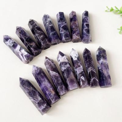 China Europe Wholesale 8-10cm Polished Healing Stones Crystal Towers Chevron Dream Amethyst Points for sale