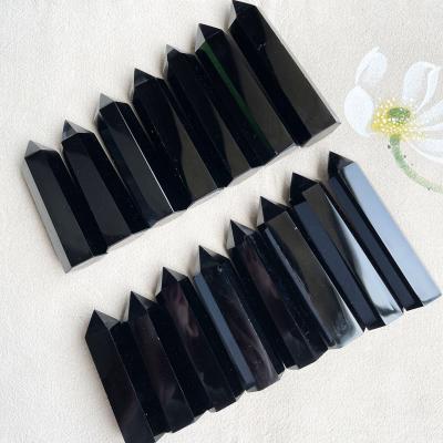 China Europe 9-11cm Wholesale Healing Stones Points Obsidian Healing Stones Natural Black Obsidian Tower For Healing for sale