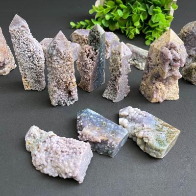 China Europe Wholesale Natural Grape Agate Stone Point Tower for Decoration for sale