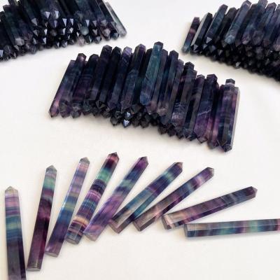 China Europe Wholesale 9-10cm Natural Healing Stones Wand Crystal Tower Rainbow Fluorite Points for sale