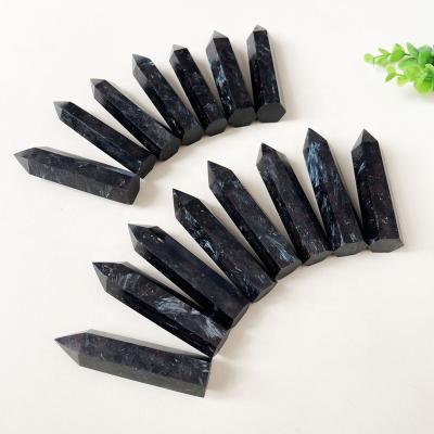 China Europe 9-11cm Natural High Quality Astrophyllite Firework Stone Towers Healing Stones Crystal Wand Point for sale