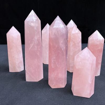 China Europe Wholesale Price Natural Crystal Wand Point Large Rose Quartz Towers For Meditation Decoration for sale