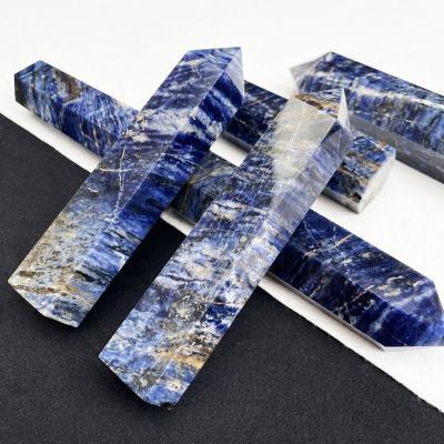 China Europe Wholesale Healing Stones Large Sodalite Point Large Blue Sodalite Tower For Decoration for sale