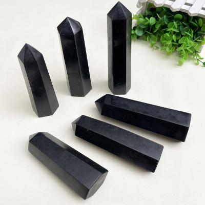 China Europe Natural Crystal Hexagonal Wand Healing Stones Quartz Point Black Tourmaline Tower for sale