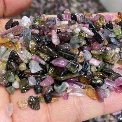 China Europe Wholesale Natural Rainbow Tourmaline Gravel Stone Tourmaline Chips for sale