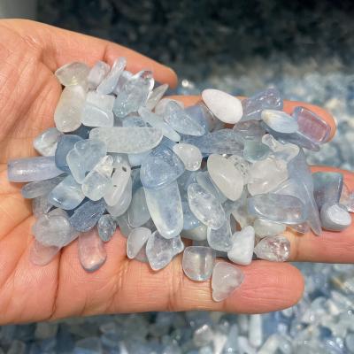 China Europe Wholesale Natural Crystals Healing Gravel  Polished Aquamarine Tumble Stone Chips for sale