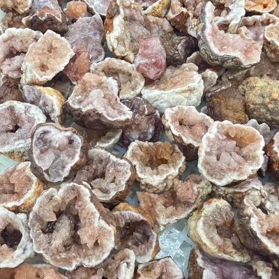 China Europe Wholesale Mineral Specimen Rose Quartz Geode Raw Pink Amethyst Cluster for Decoration for sale