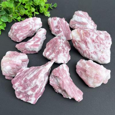 China Europe Natural Rough Raw Plum Blossom Tourmaline Semi-precious Stone Crafts Pink Tourmaline For Decoration for sale