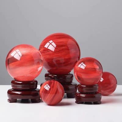 China Europe Wholesale Red Smelting Stone Fused Quartz Crystal Sphere for sale