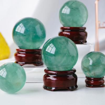 China Europe Wholesale Polished Healing Quartz Crystal Ball Natural Gemstone Green Fluorite Sphere For Decoration for sale