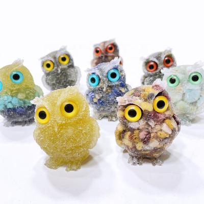 China Europe Wholesale Resin Crafts Natural Crystal Chips Gravels Epoxy Resin Molds Animal Owl for Home Decoration Gifts for sale