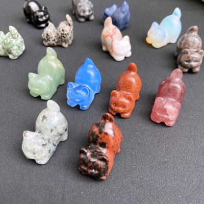 China Europe Factory Price Wholesale Natural Healing Crystal Various Gemstone Cat Carvings For Decoration for sale