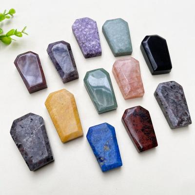 China Europe 6-7CM Wholesale Mixed Material Coffin Natural Energy Healing Stones Crystal Coffin for Halloween Decoration for sale