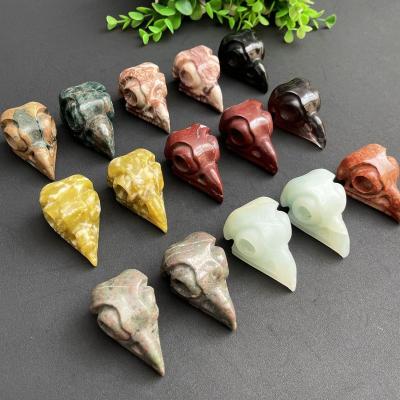 China Europe Customized Crystal Owl Skulls Unique Semi-precious Stone Crafts Crystal Animal Owl Sculpture for Pendant for sale