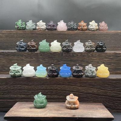 China Europe Semi-precious Stone Crafts Quartz Crystal Network Stone Obsidian Strawberry Quartz Pumpkin Skulls for Halloween Decoration Gifts for sale