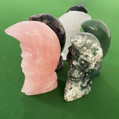 China Europe Natural Dream Amethyst Green Aventurine Crystal Moon Singing Skulls For Home Decoration for sale