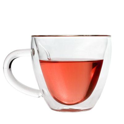 China 240ml Creative Cute Viable Clear Glasses Mug Coffee Mug Transparent Wall Gift Tea Beer Double Shaped Heart Glass Cup for sale