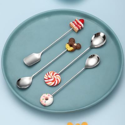 China Hot sale viable wholesale cute creative stainless steel spoon, creative fruit spoon can be customized logo for sale