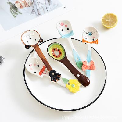 China Viable wholesale hot sale cute creative ceramic spoon, Japanese style creative spoon can be customized logo for sale