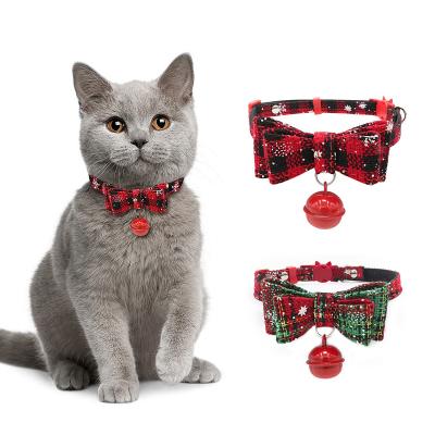 China Sustainable Pet Collars Christmas Snowflake Dog Collars With Bows And Bells Suitable For Small Pet for sale