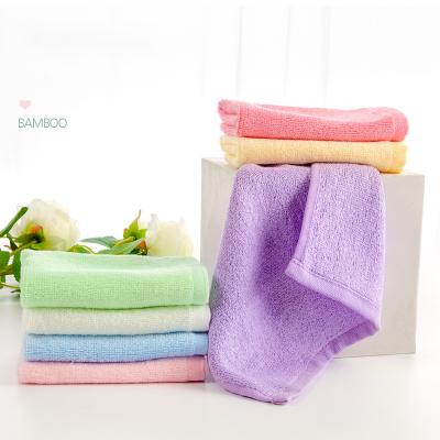 China Wholesale Custom Made Viable Logo Natural Hand Towel Organic Bamboo Fiber Baby Washcloth Child Face Towel Embroidery With Gift Packing for sale