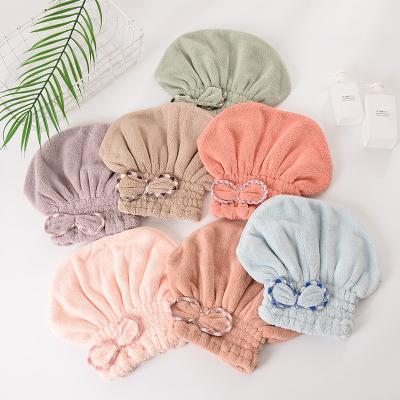 China Hot Selling Custom QUICK DRY Hair Dryer Towel Wrap Microfiber Hair Towel Salon Bath Shower Turban Microfiber Women Hair Dryer Towel Hat for sale