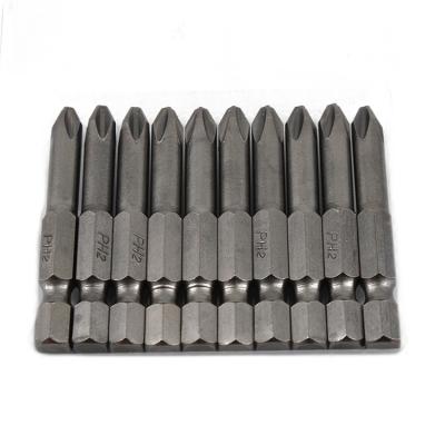 China Electric Household Tool High Standard PH2 Screwdriver Bit Original Color Sandblasting Single Head Cross Bit for sale