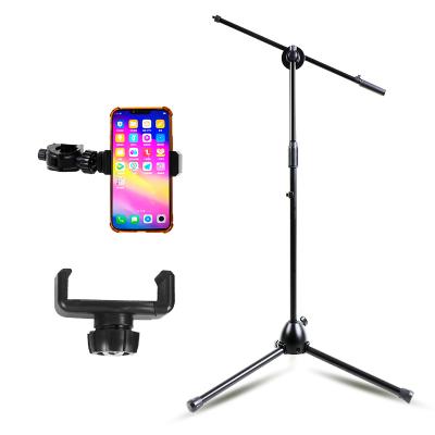 China Two Clips Adujstable Height Tripod Floor Microphone Stand for sale