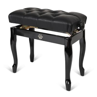 China Metal+leather+sponge OEM single seat black piano bench solid wood adjustable keyboard stool with storage for sale