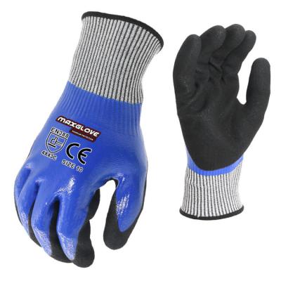 China HPPE Cut Resistant Shell Nitrile Coated Work Gloves Anti Cut Waterproof Level 5 for sale