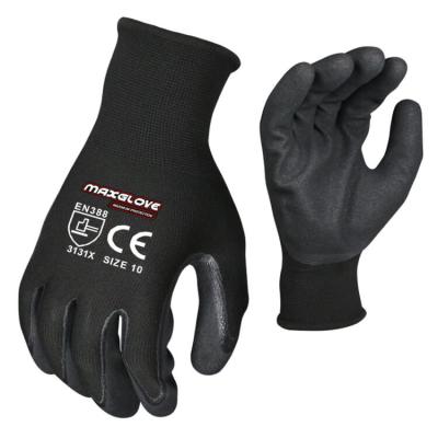 China Breathable Comfortable Black Glove Nitriles With Sandy Coating Finish for sale