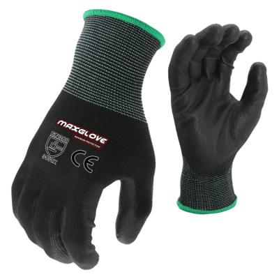 China Flexible High Dexterity PU Gloves Ultrathin Black Lightweight Work for sale