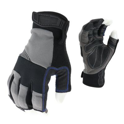 China Anti-impact Light Duty Comfortable Half Finger Mechanic Breathable Work Gloves for sale