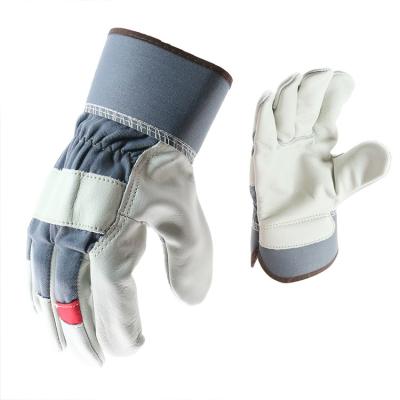 China Good Quality Comfortable Comfortable Cuff Cow Grain Leather Work Durable Rubberized Gloves for sale