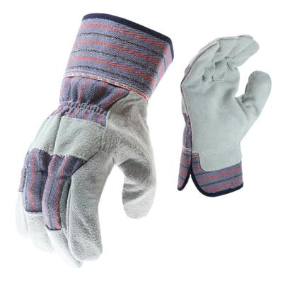 China Wear Resistant Durable Construction Full Palm Cow Split Leather Work Gloves for sale