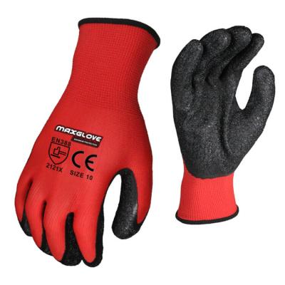 China Flexible Latex Ply Coated En388 Construction Labor Safety Protective Work Gloves for sale