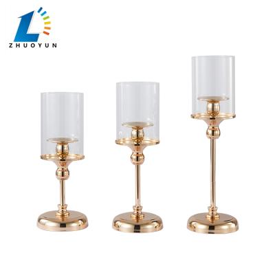 China Wholesale Price Wedding Decoration Handmade Table Centerpiece Glass Metal Candle Holder for sale