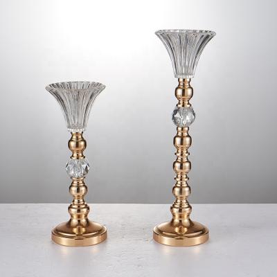 China Metal and Glassware Wedding Centerpiece Gold Decorative Glass-Metal Flower Vase for sale