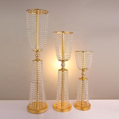 China Wedding Crystal Wedding Aisle Pillar Metal Tall Flower Display Stand for sale