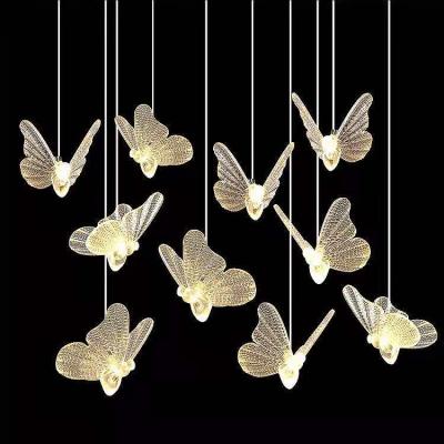 China Wedding Party Event Decoration Wedding Creative 10 Strings Props Chandelier Acrylic Butterfly Chandelier Stars Sky Ceiling Decoration for sale