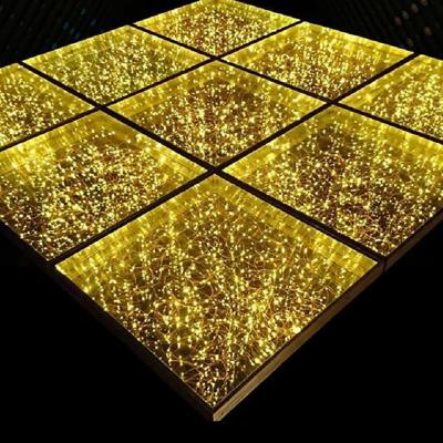 China Party Popular Wedding Decoration Starlit Gold Glass RGB Led Dance Floor for sale