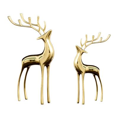 China Deer Decoration Hotel Restaurant Cabinet Porch Wine Cabinet Christmas Brass Decorations Light Luxury Pure Copper Home Ornaments Home Accessories for sale