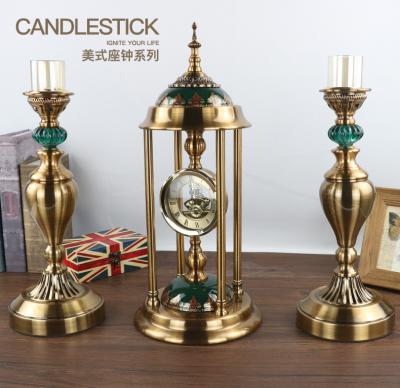 China 2021 Quality Classic Fashion Home Decor China Best Quality Home Decoration Hotel Restaurant Clock Modern Candle Holder Set for sale