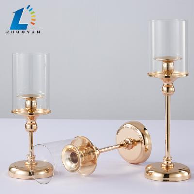 China Wedding Handmade Wholesale Party Decoration Handmade Table Centerpiece Glass-metal Candle Holder for sale