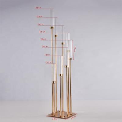 China Party/Wedding/Table Decoration Factory Direct 8AM Handmade Candelabra Wedding Decoration Gold Metal Glass Candle Holder for sale