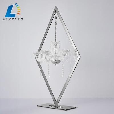 China Weddings Wholesale Metal Festival Wedding Decoration Candle Holder Gold Rhombus Metal Candelabra Centerpiece for sale