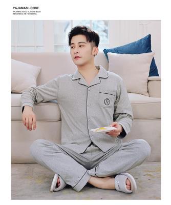 China QUICK DRY Hot Selling Spring Summer Cotton Thin Men's Long Sleeve Pajamas 2 Piece Sets for sale